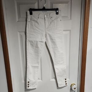 LOFT White Skinny Jeans with Button Detail